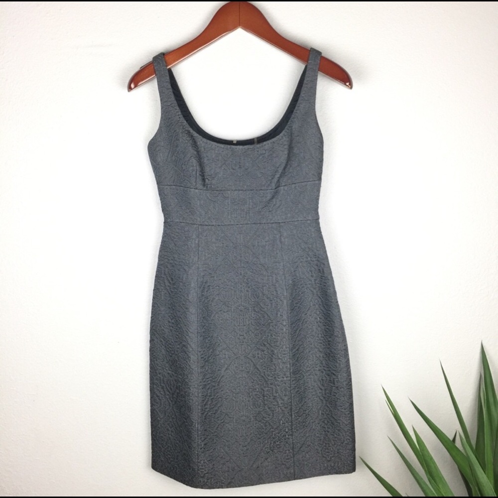 Elie Tahari Grey Brocade Sheath Dress